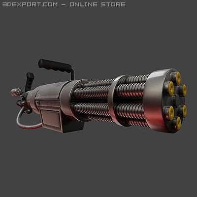 fallout gatling laser 3D Model .c4d .max .obj .3ds .fbx .stl .blend 