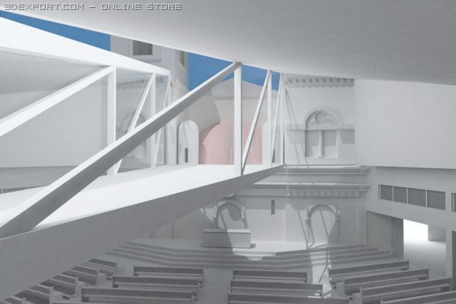 new church 3D मॉडल .c4d .max .obj .3ds .fbx .stl .blend 