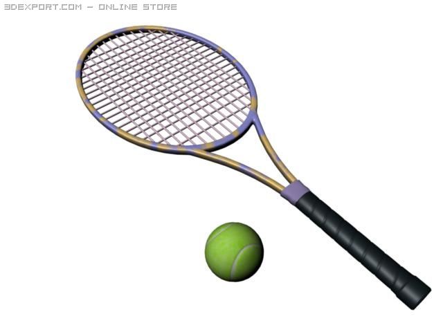tennis racket  ball 3D मॉडल .c4d .max .obj .3ds .fbx .stl .blend 