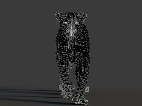Animated Lion with Fur 3D Model