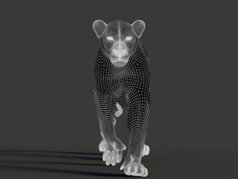 Animated Lion with Fur 3D Model