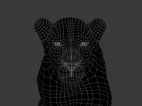 Animated Lion with Fur 3D Model