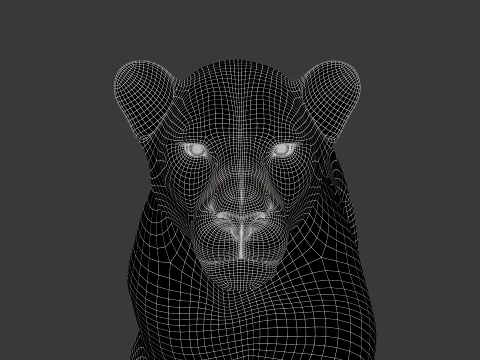 Animated Lion with Fur 3D Model