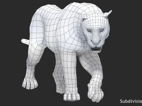 Animated Siberian White Tiger - Low-Poly 3D Model