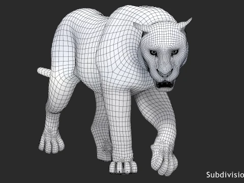 Animated Siberian White Tiger - Low-Poly 3D Model