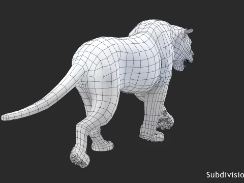 Animated Siberian White Tiger - Low-Poly 3D Model