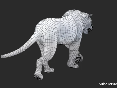 Animated Siberian White Tiger - Low-Poly 3D Model