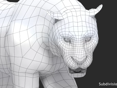 Animated Siberian White Tiger - Low-Poly 3D Model