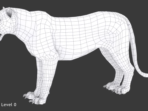 Animated White Tiger - Hair and Fur 3D Model