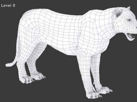 Animated White Tiger - Hair and Fur 3D Model