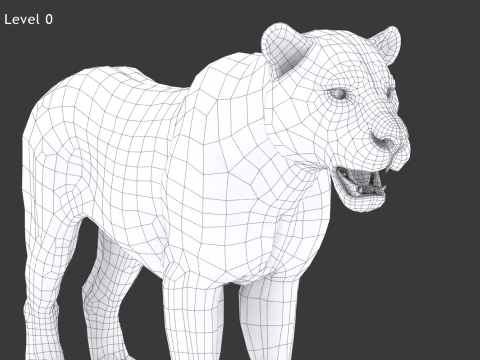 Animated White Tiger - Hair and Fur 3D Model