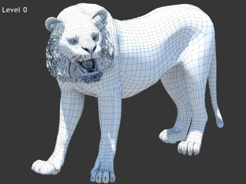Animated Tiger - Game Ready Hair Cards 3D Model