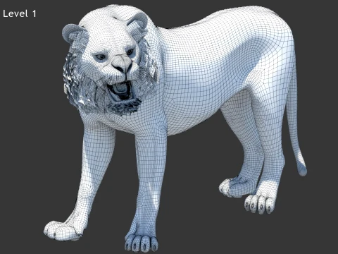 Animated Tiger - Game Ready Hair Cards 3D Model