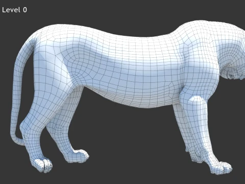 Animated Tiger - Game Ready Hair Cards 3D Model