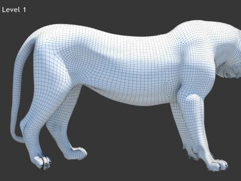 Animated Tiger - Game Ready Hair Cards 3D Model
