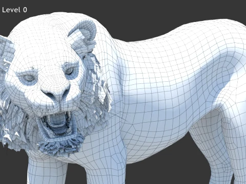 Animated Tiger - Game Ready Hair Cards 3D Model