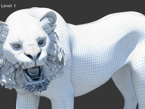 Animated Tiger - Game Ready Hair Cards 3D Model