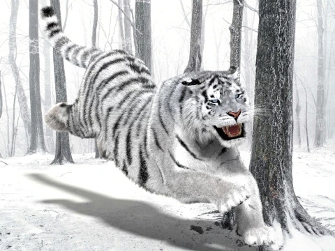 Animated Siberian White Tiger - Hair and Fur 3D Model
