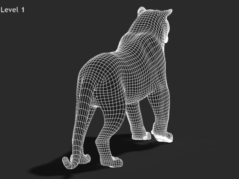 Animated Siberian White Tiger - Hair and Fur 3D Model