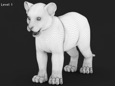 Rigged Tiger Cub - Game-Ready 3D Model