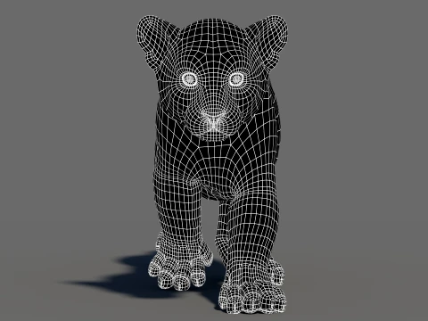 Animated White Tiger Cub - Game-Ready 3D Model