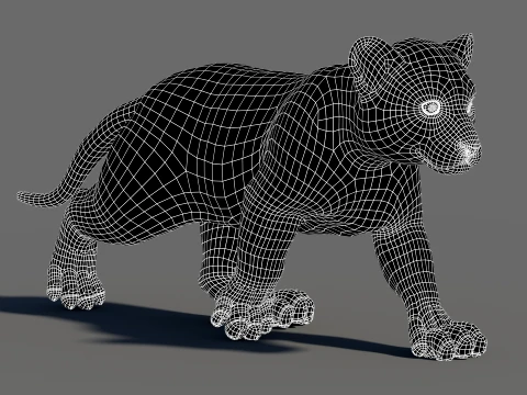 Animated Tiger Cub Bundle Natural and White 3D Model