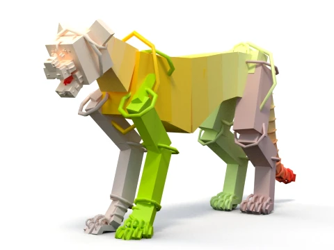 Rigged White Lioness - Game-Ready 3D Model