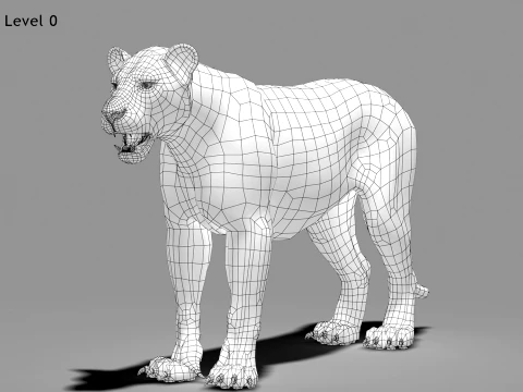 Rigged Lioness - Hair and Fur 3D Model