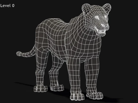 Animated White Lion - Hair and Fur Low-Poly 3D Model