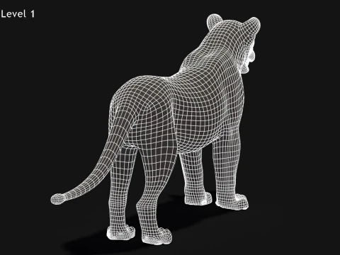 Animated White Lion - Hair and Fur Low-Poly 3D Model