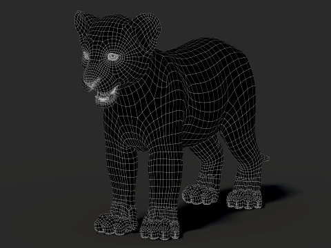 Game-Ready Lion Cub 3D Model