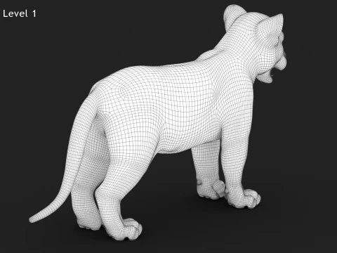 Lion Cub Bundle Natural White 3D Model