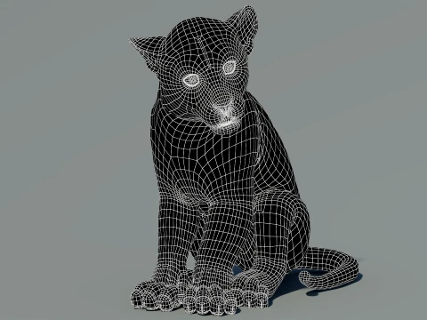 Rigged Leopard Cub 3D Model