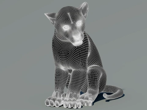 Rigged Leopard Cub 3D Model