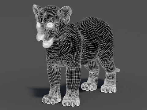 Animated Leopard Cub 3D Model