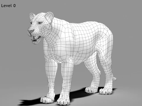 Animated Lioness - Hair and Fur 3D Model