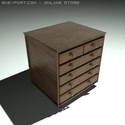 wood drawer 3D Model .c4d .max .obj .3ds .fbx .stl .blend 