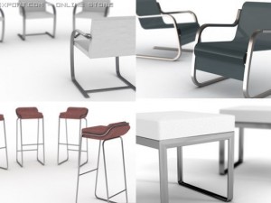 4 designer chairs 3D-Modell