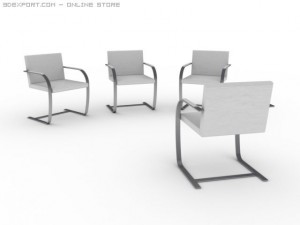 4 designer chairs 3D 모델