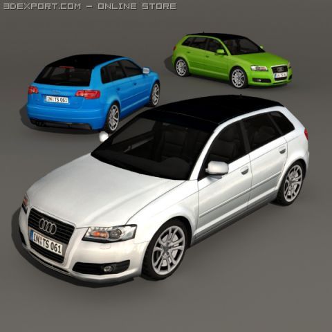 Audi a3 3D Модель .c4d .max .obj .3ds .fbx .stl .blend 