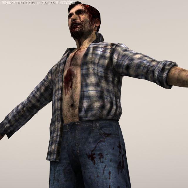 Zombie01man 3D Модель .c4d .max .obj .3ds .fbx .stl .blend 