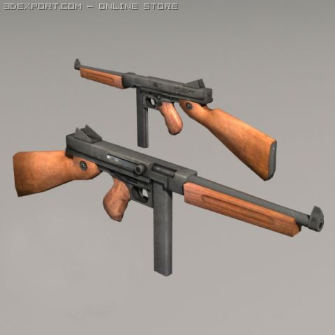 Thompson m1a1 Model 3D .c4d .max .obj .3ds .fbx .stl .blend 