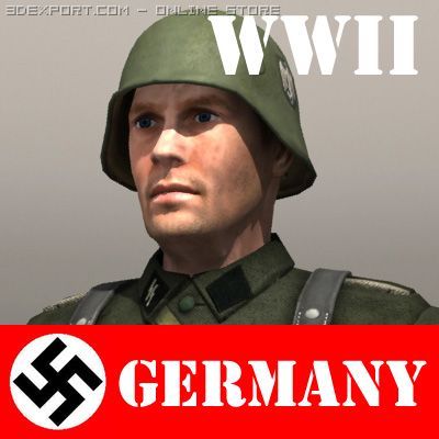 German soldier and kar 98k wwii 3Dモデル .c4d .max .obj .3ds .fbx .stl .blend 
