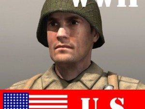 American soldier and thompson wwii 3D Model