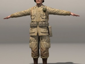 American soldier and thompson wwii 3D-Modell