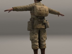 American soldier and thompson wwii 3D-Modell