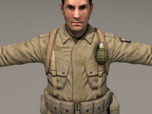 American soldier and thompson wwii 3D-Modell