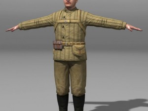 Soviet soldier and ppsh 41 wwii Model 3D