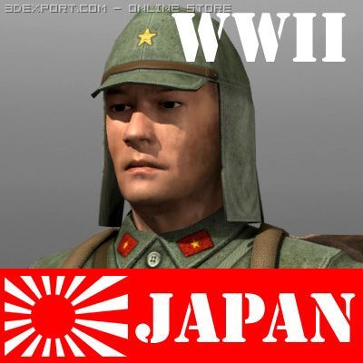 Japanese soldier and type 100 wwii 3D Model .c4d .max .obj .3ds .fbx .stl .blend 