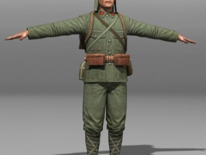 Japanese soldier and type 100 wwii 3D Model
